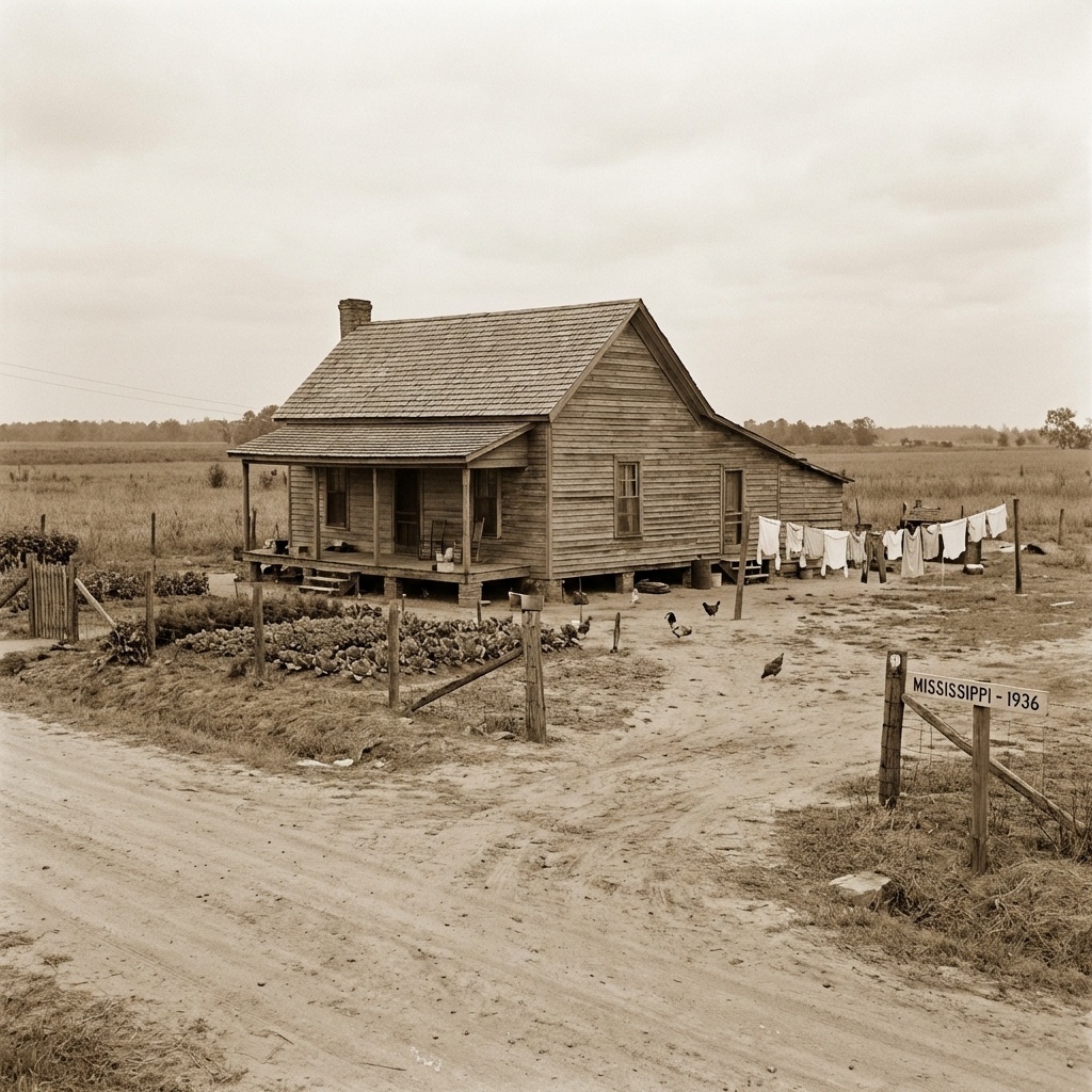 Depression era farmhouse in Mississippi